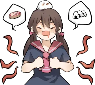 🤤 Anime, Chica, Dibujo animado, Comida, Lindo, Kawaii, Chibi telegram sticker