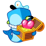 💝 кит, сундук с сокровищами, сердце, мультфильм, милый telegram sticker