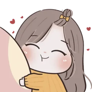 😋 schattig, cartoon, meisje, knuffel, illustratie, kawaii whatsapp sticker