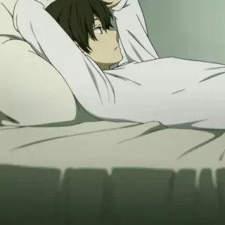 ☁ Anime, Dormitorio, Cama, Relajado, Somnoliento whatsapp sticker