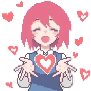 ❤️ pixel art, anime, girl, hearts, kawaii, cute, love telegram sticker