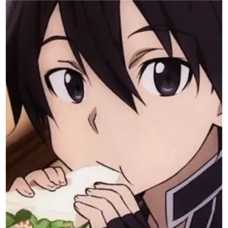 😋 Kirito Sword Art Online Anime, Manga, Sword Art Online, Kirito, Makan, Sandwich telegram sticker