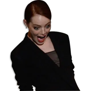 🙀 Emma Stone atriz, celebridade, mulher, animada, surpresa, expressão telegram sticker