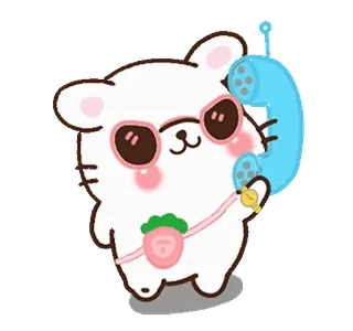 😎 kawaii, lindo, animal, oso, dibujos animados, teléfono, fresa, gafas de sol whatsapp sticker