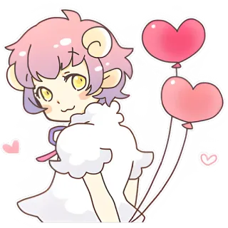 ☺️ アニメ, かわいい, 可愛い, ハート, 風船, 羊 whatsapp sticker