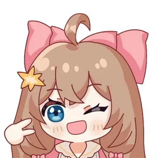 😋 Anime, Dessin animé, Kawaii, Fille, Signe de paix whatsapp sticker