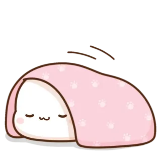 💤 süß, kawaii, schläfrig, Decke, Tier, Cartoon, Mochi, Blob telegram sticker