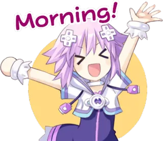 👋 Morning! manhã, anime, alegre, desenho animado, saudação whatsapp sticker