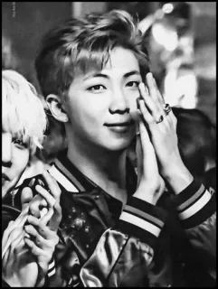 🗝 RM RM, BTS, K-Pop, Músico, Ídolo, Blanco y negro whatsapp sticker