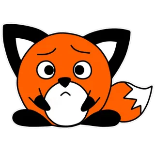 😟 キツネ, アニメ, 動物, かわいい, 悲しい, カワイイ telegram sticker