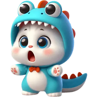 😯 かわいい, 恐竜, 動物, アニメ, 可愛い, ウサギ, ちび telegram sticker