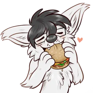 🍴 antropomórfico, furry, hambúrguer, comida, animal, desenho animado telegram sticker