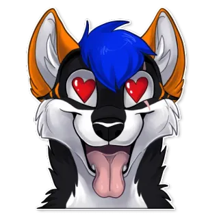 😻 兽人, 拟人, 动物, 狗, 爱, 心形眼 telegram sticker