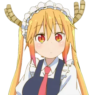 😐 Tohru Miss Kobayashi's Dragon Maid anime, dragon, maid, cornes, mignon, personnage, Tohru whatsapp sticker