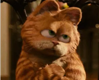 😒 Garfield cat, cartoon, Garfield, orange cat, funny, meme telegram sticker