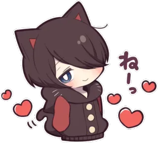 😸 ねーっ orejas de gato, anime, lindo, corazones, kawaii whatsapp sticker