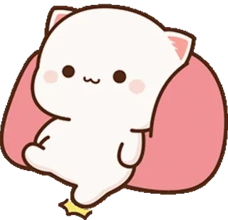 🥳 猫, 動物, かわいい, カワイイ, 座っている, 桃, 絵文字, ステッカー whatsapp sticker