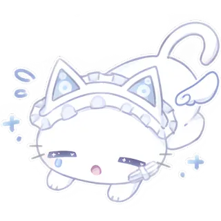 😢 고양이, 애니메이션, 천사, 카와이, 귀여운, 스티커 telegram sticker
