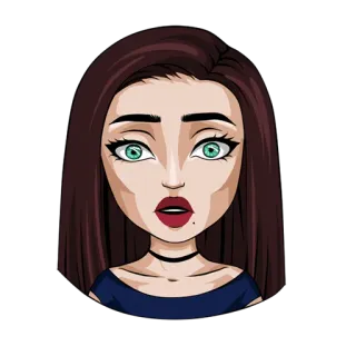 😱 wanita, potret, kartun, gadis, avatar, stiker telegram sticker