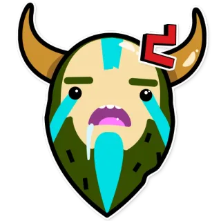 🤕 chorando, bravo, viking, desenho animado, emoji telegram sticker