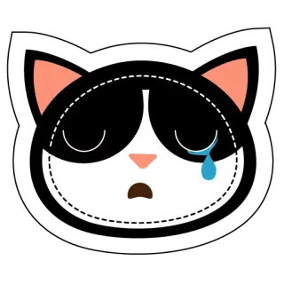 😭 chat, triste, pleurs, larmes, emoji, noir et blanc, animal whatsapp sticker
