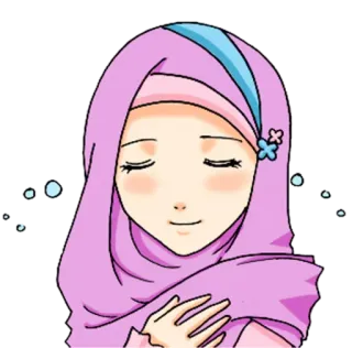 😌 musulmán, hiyab, mujer, anime, rosa whatsapp sticker