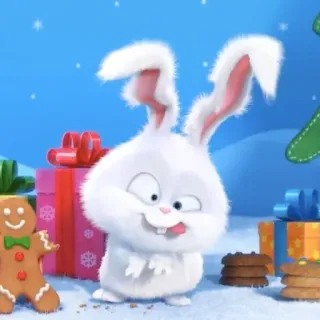 🤪 Snowball The Secret Life of Pets conejo, dibujos animados, lindo, festivo, navidad whatsapp sticker