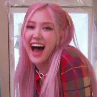 🧸 Rosé rosé, blackpink, kpop, chanteuse, idole, cheveux roses, rire telegram sticker