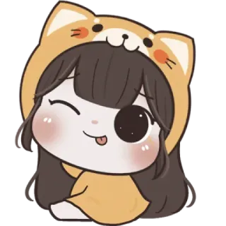 ☃️ kawaii, schattig, meisje, dier, cartoon whatsapp sticker