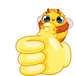 👍 пчела, палец вверх, мультфильм, животное, милый telegram sticker