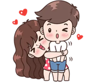 😉 amour, couple, coeurs, romance, dessin animé telegram sticker