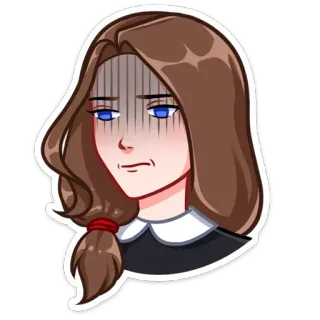 😕 Frau, Cartoon, gestresst, besorgt, Gesichtsausdruck, weiblich, Figur, ängstlich telegram sticker