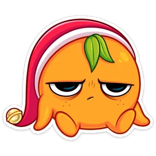 😫 orange, fruit, dessin animé, endormi, mignon, autocollant, animé telegram sticker