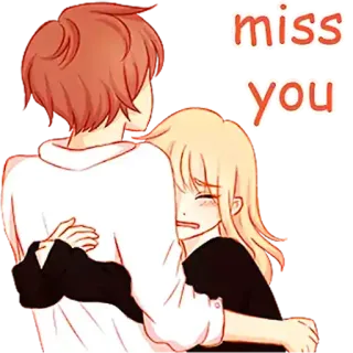 ❤️ miss you pareja, te extraño, amor, anime, triste, chica, chico telegram sticker