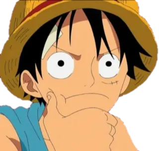 🤔 Monkey D. Luffy One Piece 애니메이션, 몽키 D. 루피, 원피스, 생각, 만화, 밀짚모자 telegram sticker