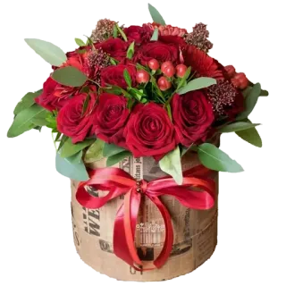 🌹 ดอกไม้, กุหลาบ, ช่อดอกไม้, สีแดง, ของขวัญ, การจัดดอกไม้, ลายดอกไม้, ริบบิ้น whatsapp sticker