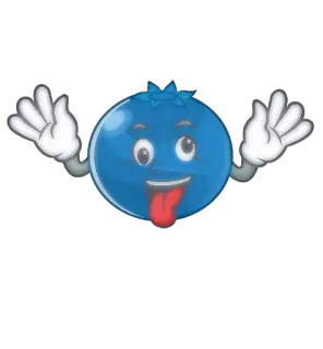 🤪 myrtille, dessin animé, fruit, drôle, autocollant whatsapp sticker