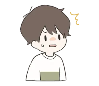 🌟 kartun, stiker, anak laki-laki, anime, karakter, gugup, keringat whatsapp sticker