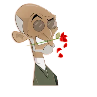 🙏 cartoon, man, bloem, roos, bril, personage, kunst, sticker telegram sticker