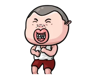 😄 Dibujo animado, Personaje, Divertido, Ilustración, Hombre, Asiático whatsapp sticker