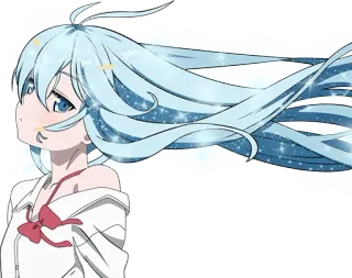 😏 garota anime, cabelo azul, brilho, fofo, desenho animado, ilustração telegram sticker