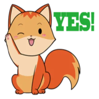 😌 YES! zorro, lindo, animal, dibujos animados, sí, positivo telegram sticker