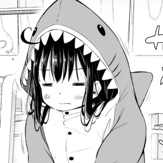🦈 Anime, Manga, Tiburón, Disfraz, Kawaii, Lindo, Chica telegram sticker