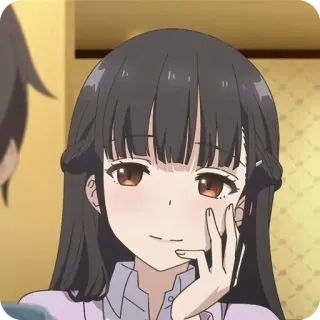 😈 动漫, 女孩, 女人, 可爱, 微笑, 黑发 telegram sticker