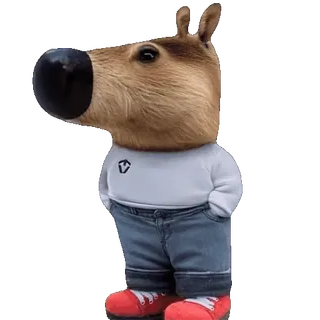 😊 Capybara, Tier, Cartoon, Anthropomorph, Jeans, Sneakers, Figur whatsapp sticker