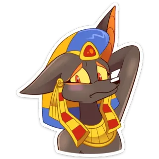 🥺 アヌビス, エジプト, ジャッカル, 神, 漫画, 擬人化 telegram sticker