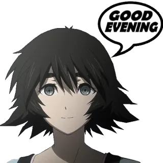 🌛 Rintaro Okabe Steins;Gate GOOD EVENING Anime, Boa noite, Personagem, Saudação, Steins Gate, Steins;Gate telegram sticker
