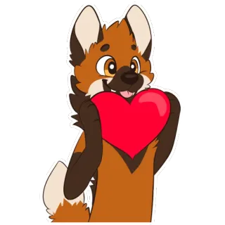 ❤️ crisocione, furry, cuore, amore, cartone animato, carino, adesivo, animale telegram sticker