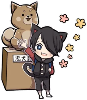 🎒 忠犬 Anime, Hund, Katze, Süß, Blumen, Japanisch telegram sticker