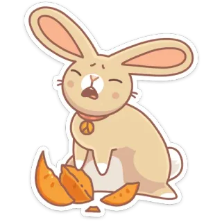 ☹️ rabbit, bunny, peace, animal, cute, sticker, cartoon, character telegram sticker